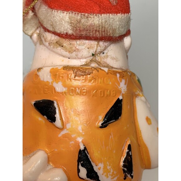 Vintage Flintstones Santa Christmas Tree Ornament 1976 Hong Kong Plastic Cartoon - Picture 9 of 9
